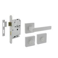 Set toiletslot 63/8mm wit met deurkruk Hera op rozet 55x55mm en WC-sluiting wit - thumbnail