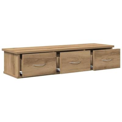 Wandkast 88x26x18,5 cm bewerkt hout artisanaal eikenkleur Wandkast 88x26x18,5 cm bewerkt hout artisanaal eikenkleur