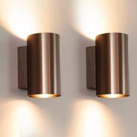 Giove bronzo by LUSENZ - Up and down licht met karakter - Cilindervormige wandlamp met een geborstelde bronzen coating - thumbnail