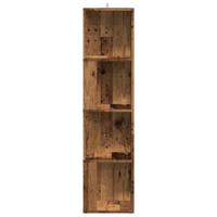 Hoekkast 33x33x132 cm bewerkt hout oud houtkleurig - thumbnail