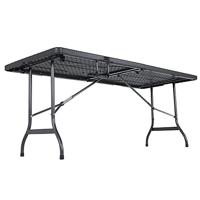 Tuintafel Zwart Polyrattan Look 180x75x73cm opvouwbaar - thumbnail