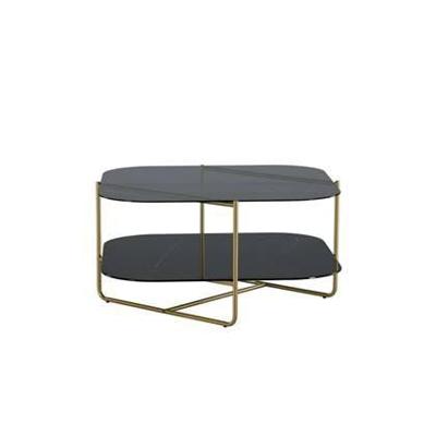 Nohr Salontafel 'Nadir' Glas en marmerlook, 85 x 85cm