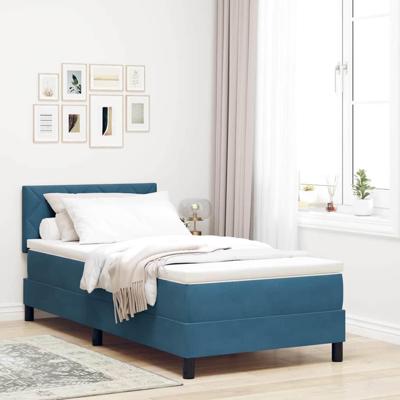 Boxspringbed met matras en LED fluweel donkerblauw 100x200 cm
