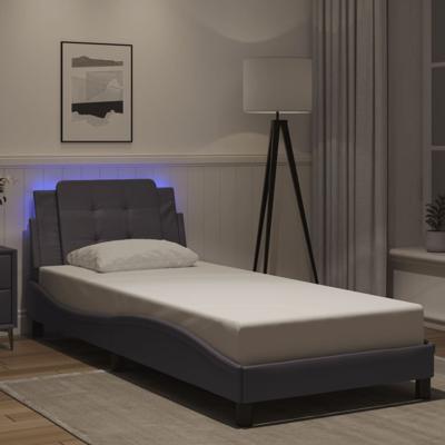Bedframe met LED-verlichting kunstleer grijs 120x200 cm