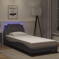 Bedframe met LED zonder matras "Zadar" kunstleer grijs 140x190 cm - thumbnail