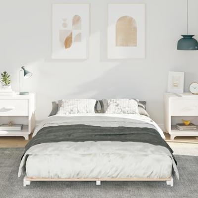 Bedframe Wit 135 x 190 cm Massief grenenhout