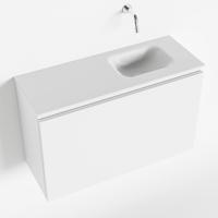 MONDIAZ OLAN 80cm toiletmeubel talc. LEX wastafel talc rechts geen kraangat - thumbnail