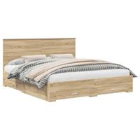 Bedframe met hoofdeinde Sonoma Eiken 180 x 200 cm Bewerkt hout - thumbnail