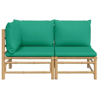 2-delige Loungeset met kussens bamboe groen - thumbnail