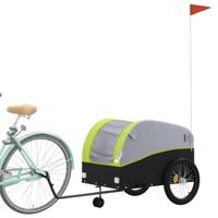 VidaXL Fietstrailer 45 kg ijzer zwart en groen - thumbnail