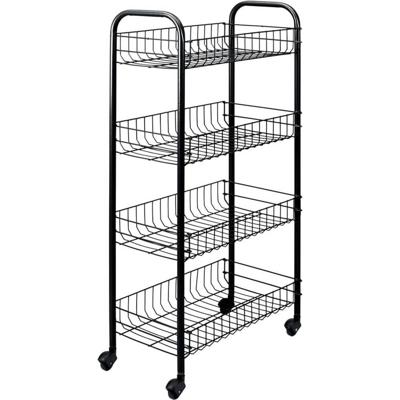 Tomado-Metaltex Keuken/Badkamer Opbergtrolley Pisa met 4 Manden Zwart