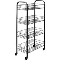 Tomado-Metaltex Keuken/Badkamer Opbergtrolley Pisa met 4 Manden Zwart - thumbnail