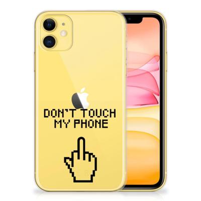 Apple iPhone 11 Silicone-hoesje Finger Don't Touch My Phone Apple iPhone 11 Silicone-hoesje Finger Don't Touch My Phone