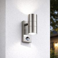 Jasmin wandlamp - RVS - 4000K neutraal wit - Bewegingsmelder en schemerschakelaar - IP44 spatwaterdicht - Up & Downlight voor buiten - thumbnail