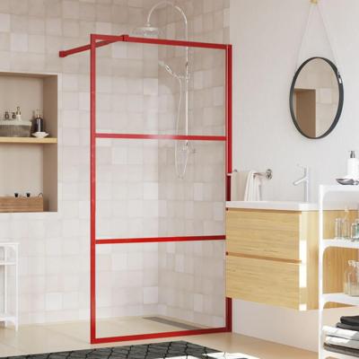VidaXL Inloopdouchewand transparant 100x195 cm esg-glas rood