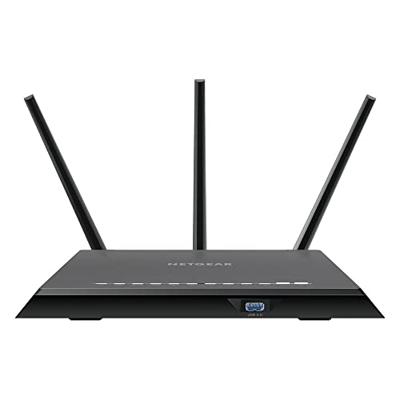 NETGEAR Nighthawk R7000 draadloze router AC1900 (dual-band, tot 1900 Mbps, dekking tot 150 m² en 30 apparaten, 4x1G LAN en 2 USB-poorten, incl. 30 dgn bescherming via Circle en Armor cyberbeveiliging)