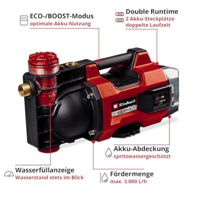 Einhell Power X-Change AQUINNA 18/30 F LED Accu-tuinpomp 3000 l/h 28 m Einhell Power X-Change AQUINNA 18/30 F LED Accu-tuinpomp 3000 l/h 28 m