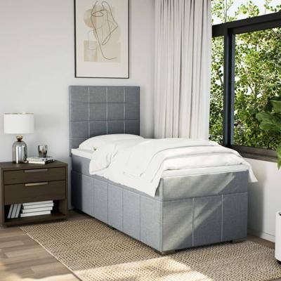 Boxspring met matras stof lichtgrijs 140x190 cm - thumbnail