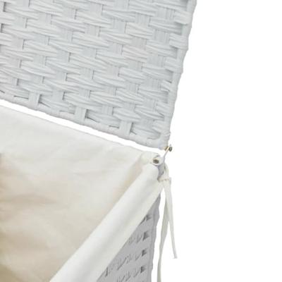 VidaXL Wasmand met deksel 46x33x60 cm poly rattan wit VidaXL Wasmand met deksel 46x33x60 cm poly rattan wit