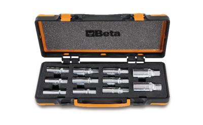 Beta 11-delig set tapeinduithalers met rol en 1/2" insteekvierkant in metalen kist met zacht foam inleg 1433/C11 - 014330311