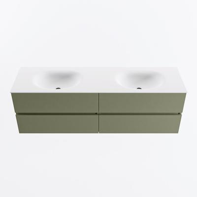 MONDIAZ VICA 160cm badmeubel onderkast Army 4 lades. Wastafel MOON dubbel zonder kraangat, kleur Talc.