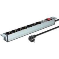Digitus DN-95407 19 inch Stekkerdoos voor patchkast 1 HE Geaarde contactdoos Zwart - thumbnail
