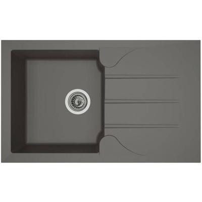 STRADOUR Ingebouwde gootsteen 1 kom + 1 afdruiprek Aloa - Hars - 81 x 50 cm - Beton grijs STRADOUR Ingebouwde gootsteen 1 kom + 1 afdruiprek Aloa - Hars - 81 x 50 cm - Beton grijs