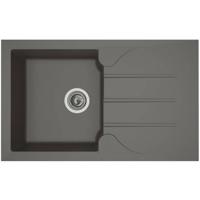 STRADOUR Ingebouwde gootsteen 1 kom + 1 afdruiprek Aloa - Hars - 81 x 50 cm - Beton grijs - thumbnail