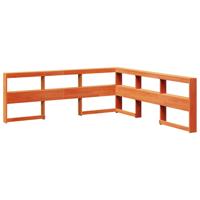 Bed met boekenkast zonder matras grenenhout wasbruin 200x200 cm - thumbnail