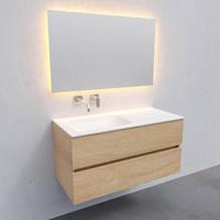 Badkamermeubel Solid Surface BWS Oslo 100x46 cm Links Wood Washed Oak (0 kraangaten) - thumbnail