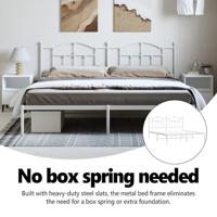 Bedframe met hoofdbord metaal wit 193x203 cm - thumbnail