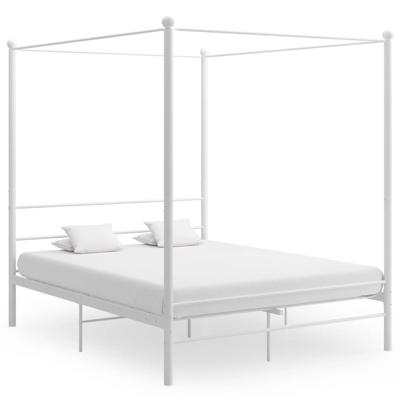 Hemelbedframe metaal wit 160x200 cm Hemelbedframe metaal wit 160x200 cm