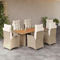 7-delige Tuinset met kussens poly rattan beige - thumbnail