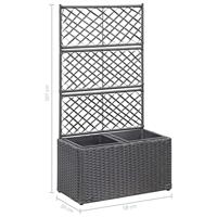 VidaXL Latwerkplantenbak verhoogd met potten 58x30x107 cm rattan zwart - thumbnail