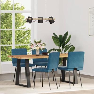 Eetkamerstoelen 4 st fluweel blauw