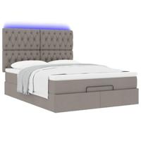 Ottoman bed met matras en LED's 140x190cm stof taupe - thumbnail