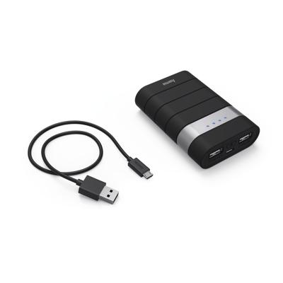 Hama Powerbank Trip duo-laden 7.800 mAh Powerbank Zwart Hama Powerbank Trip duo-laden 7.800 mAh Powerbank Zwart