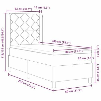 Boxspring bed met hoofdeinde Lichtgrijs 80 x 200 cm Fluweel