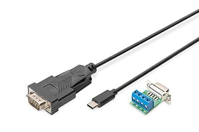 DIGITUS USB naar seriële adapter - RS485 converter - USB 2.0 Type-C naar DSUB 9M - FTDI FT232RL chipset - 1 m aansluitkabel