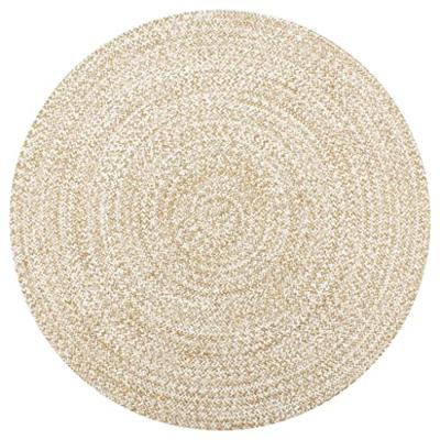 VidaXL Vloerkleed handgemaakt 90 cm jute wit en naturel