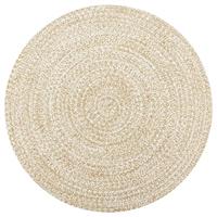 VidaXL Vloerkleed handgemaakt 90 cm jute wit en naturel - thumbnail