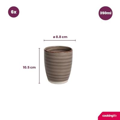 Cookinglife Bekers Delice Grijs 350 ml - 6 stuks