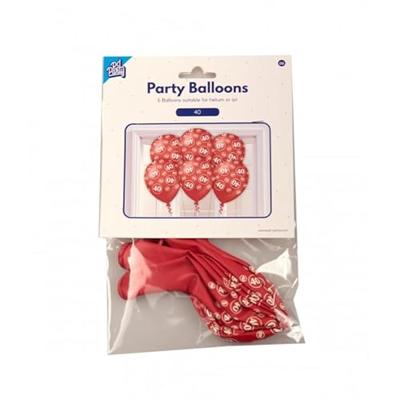 Latexballonnen rood 40-jarig jubileum (6st)