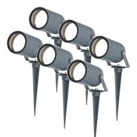 Set van 6 Spikey LED prikspots - GU10 4 Watt 345 Lumen - Dimbaar - Kantelbaar - 6500K daglicht wit - IP64 Waterdicht - Antraciet - Tuinspots - Pinspots - thumbnail