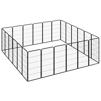 Hondenkennel 24 panelen 50 x 100 cm gepoedercoat staal zwart