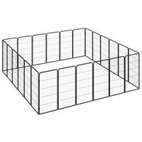 Hondenkennel 24 panelen 50 x 100 cm gepoedercoat staal zwart - thumbnail