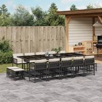 15-delige Tuinset met kussens poly rattan zwart - thumbnail