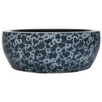 VidaXL Opzetwasbak rond φ41x14 cm keramiek zwart en blauw - thumbnail