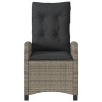 Tuinstoelen 2 st verstelbaar met kussens poly rattan grijs - thumbnail