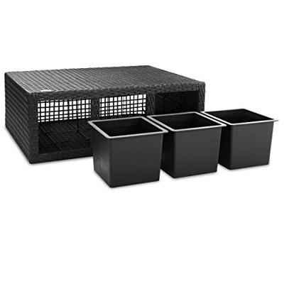 Polyrattan Bloembak 3 delig Zwart 83x30,5x60cm Polyrattan Bloembak 3 delig Zwart 83x30,5x60cm
